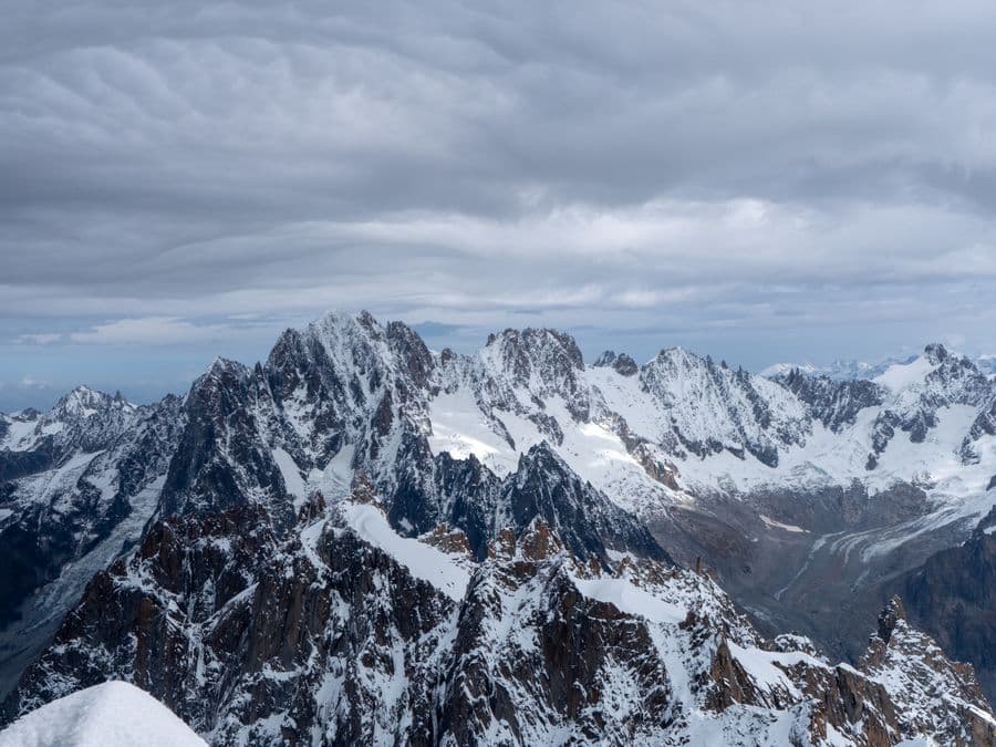 Snow-covered Alpine peaks in Chamonix